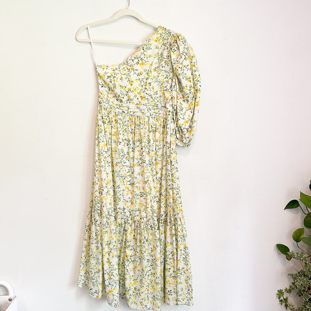 NEW Especia One Shoulder Floral Ester Midi Dress Yellow Size S - Picture 6 of 10